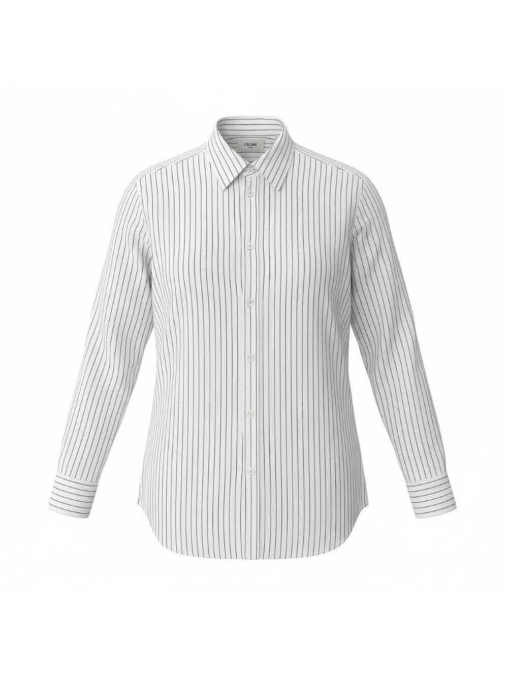 Celine Classic Shirt Striped Cotton Poplin Long Sleeve White